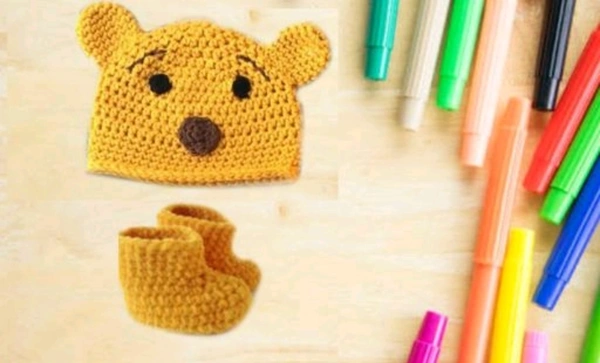 Combo Of Stylish Yellow Woolen Cap N Shoes - Free Size, Yellow, Wool, Multipack of1